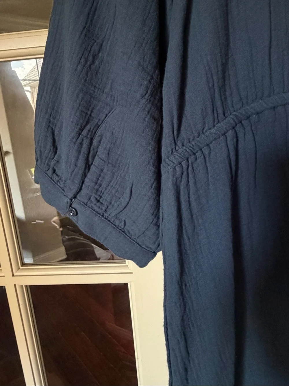 Pact Coastal Double Gauze Peasant Dress French Navy XL - Picture 4 of 5